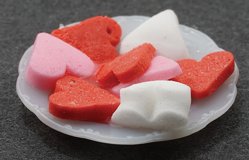 Dollhouse Miniature Heart Cookies On Plate